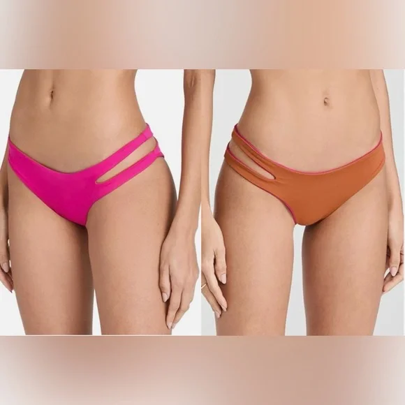 NWT LSpace Breakers Reversible Bikini Bottom Pink & Rust Size Small - Picture 2 of 13